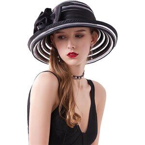 Kentucky Derby Hats - Organza Hat Fascinator Hat Black x White
